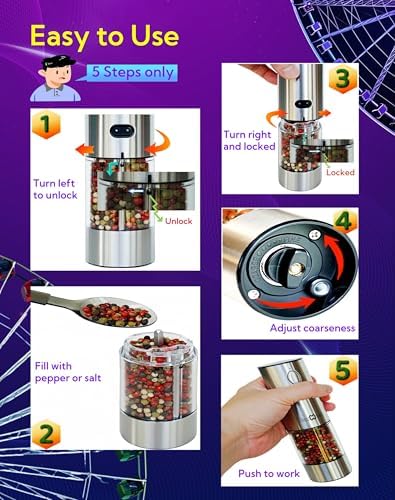 Electric Salt Pepper Grinder Set with USB Charging Base