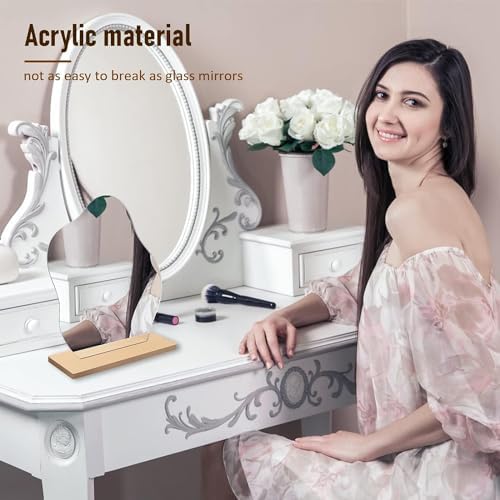 Cloud Shape Frameless Vanity Mirror with Wooden Stand 1