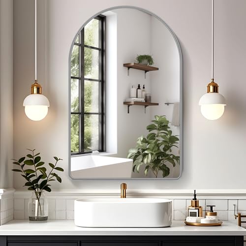 40x30 Inch Arch Silver Bathroom Mirror