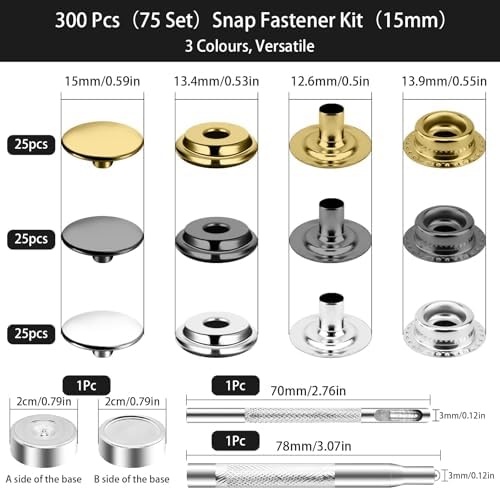 485PCS Stainless Steel Snaps with Tools for DIY Crafts