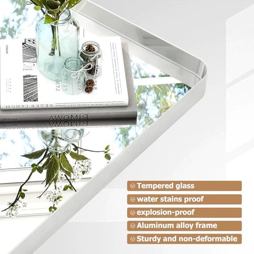 VETROVUE Silver Wall Mirror 48x30 Inch Modern Design