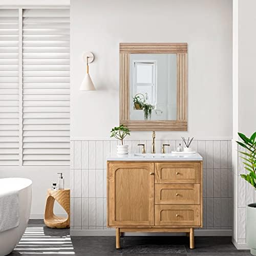 Retro Wooden Wall Mirror 20x16 Inches