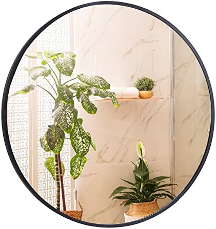 SUPER DEAL 18 Inch Black Round Mirror Wall Decor