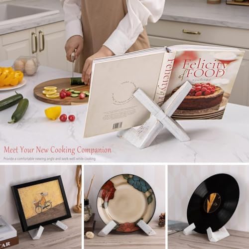 Large White Wooden Cookbook Stand for Kitchen 1