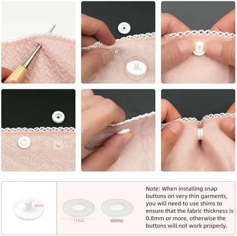 GTAAOY T5 Plastic Snaps 120 Set No Sew Fasteners