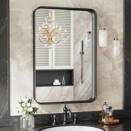 Bed Bath Beyond Glass Mirror 40x30 Inch Matte Black Frame