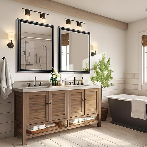 NicBex 40x30 Inch Wall Mounted Mirror Black Aluminum Frame
