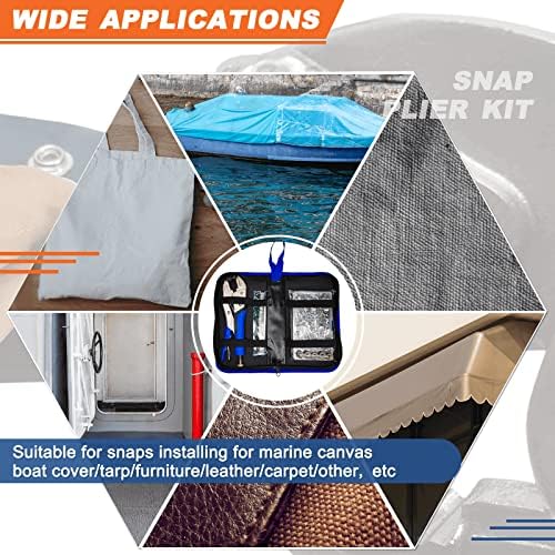 Heavy Duty Snap Fastener Kit with 15mm Marine Snap Pliers Blue