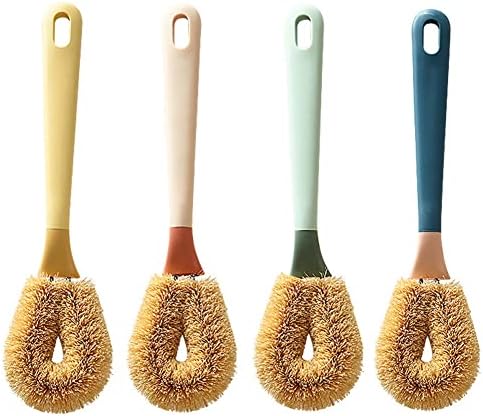 4PCS Dish Scrub Brush with Long Handle for Kitchen Cleaning