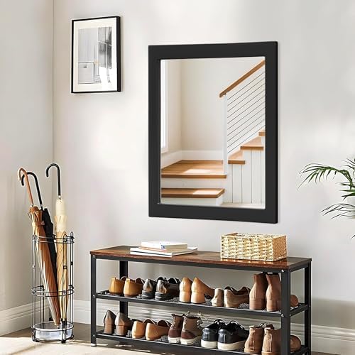 40x30 Black Wood Rustic Wall Mirror
