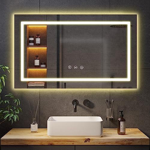 MEILLEUREVIE Bathroom Mirror 24x40 LED with Double Light and Anti-Fog