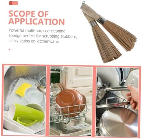 HEALLILY 2PCS Bamboo Cleaning Brush Set for Kitchen