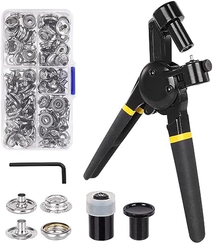 LAKIX Heavy Duty Snap Fastener Tool with 30 Sets Yellow Snap Kit