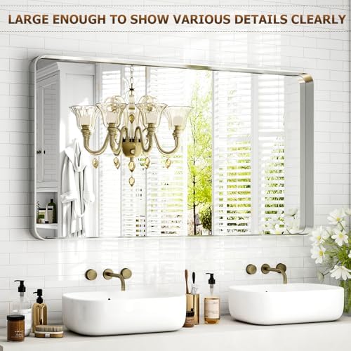 VETROVUE Silver Wall Mirror 48x30 Inch Modern Design