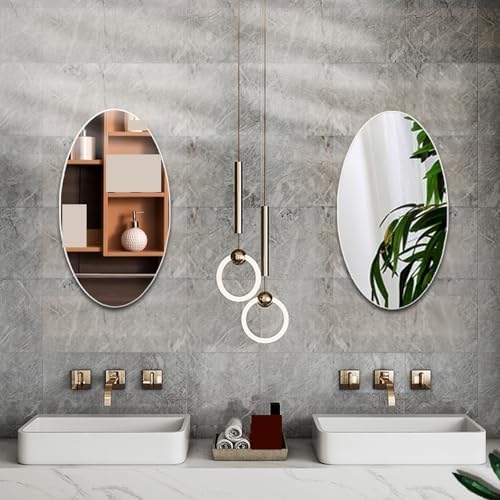 25 Inch Frameless Beveled Oval Bathroom Mirror