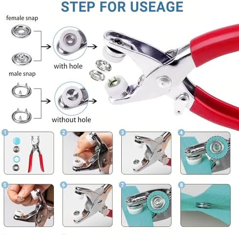 200 Sets Metal Snap Buttons with Pliers Tool Kit