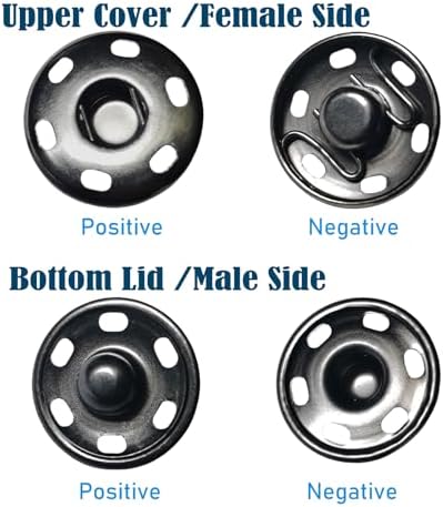 JOSDIOX 34 Gunmetal Snap Buttons 50 Sets