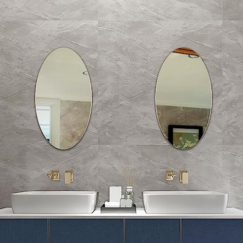 25 Inch Frameless Beveled Oval Bathroom Mirror