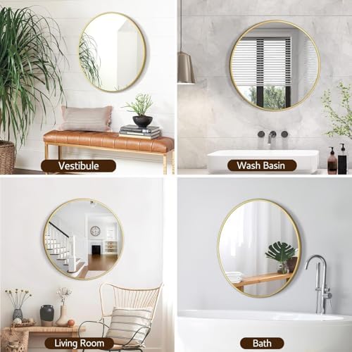 Simple Deluxe Gold 20 Inch Round Mirror