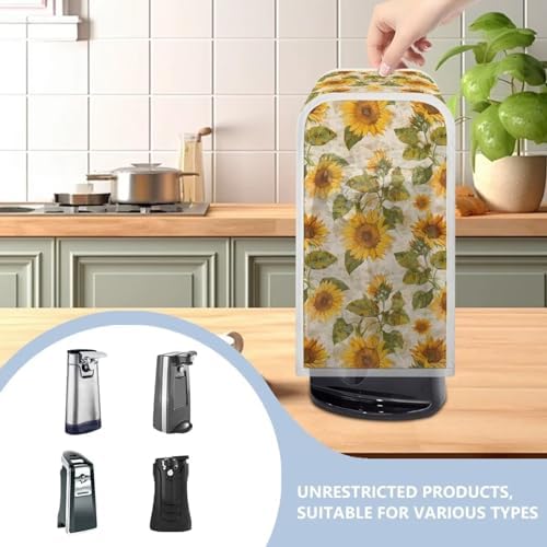 NETILGEN Can Opener Dust Cover with Retro Sunflower Leaf Design 1
