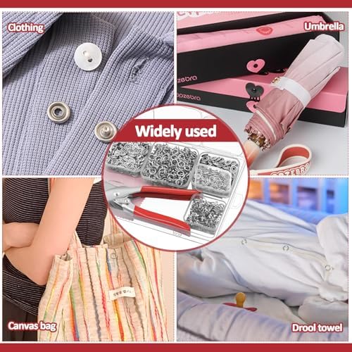 RYKOMO 200 Sets Snaps Fastener Kit No Sewing