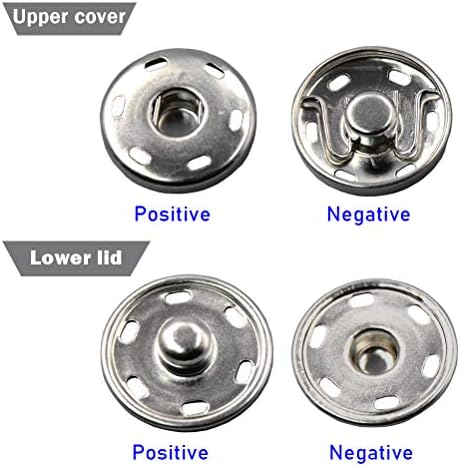 50 Sets Metal Snaps Fasteners for Sewing Silver