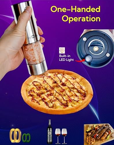 Electric Salt Pepper Grinder Set with USB Charging Base