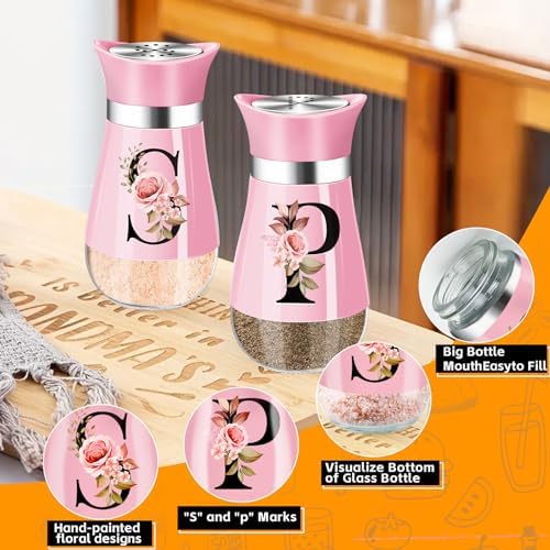 Pink Salt Pepper Shakers Set 4 oz Farmhouse Kitchen Decor