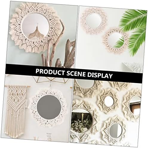Alipis Beige Woven Wall Mirror for Bedroom and Bathroom