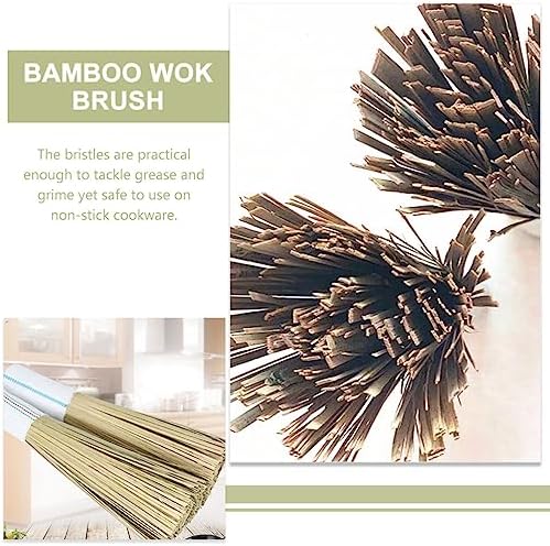 EXCEART Bamboo Wok Brush for Cast Iron Skillet
