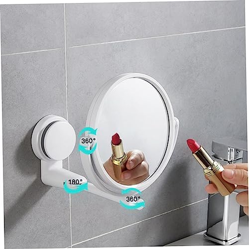 Adjustable Round Wall-Mounted Makeup Mirror with 180 Rotation No Drilling