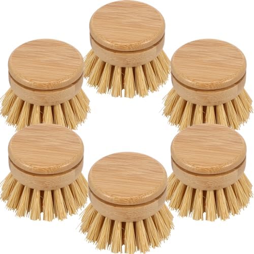 Bamboo Dish Brush Head Set of 6 Eco-Friendly Cleaning