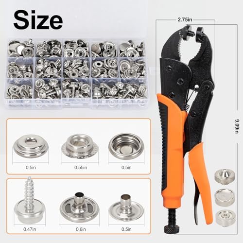 AnnYun Snap Button Kit with 40 Sets 15mm Stainless Snaps