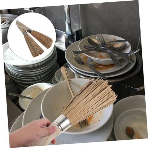 HEALLILY 2PCS Bamboo Cleaning Brush Set for Kitchen