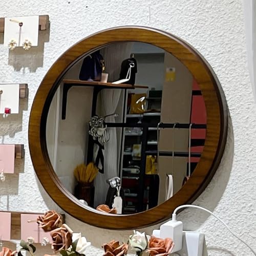 LTSRLL 50cm Wooden Framed Round Mirror