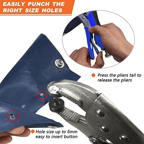 Heavy Duty Snap Fastener Kit with 15mm Marine Snap Pliers Blue