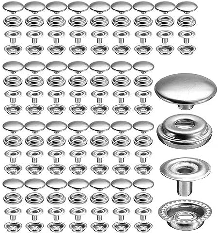 120 pcs Stainless Steel 15mm Snap Fasteners Kit for Fabric and Jeans