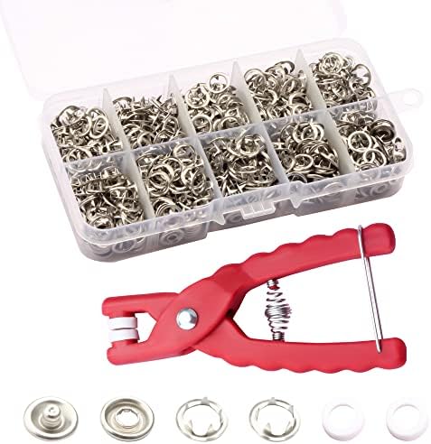 BIOUU 100 Sets Metal Snaps Buttons with Pliers Tool Kit