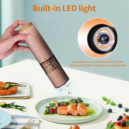 WANGJIAOID Electric Pepper Mill with LED Light