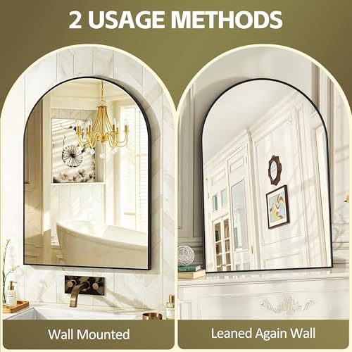 ZenStyle 24x36 Arch Bathroom Mirror with Metal Frame