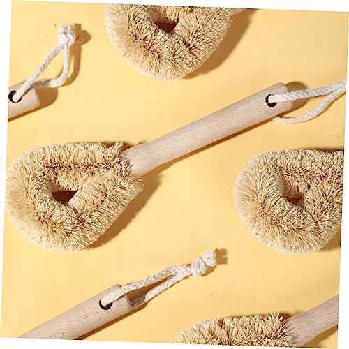 Healifty 2pcs Long Handle Bamboo Kitchen Scrub Brush
