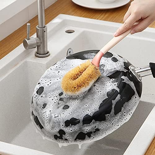 4PCS Dish Scrub Brush with Long Handle for Kitchen Cleaning