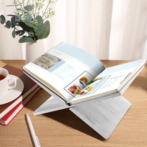 Geetery Bamboo Book Stand for Cookbooks Textbooks White