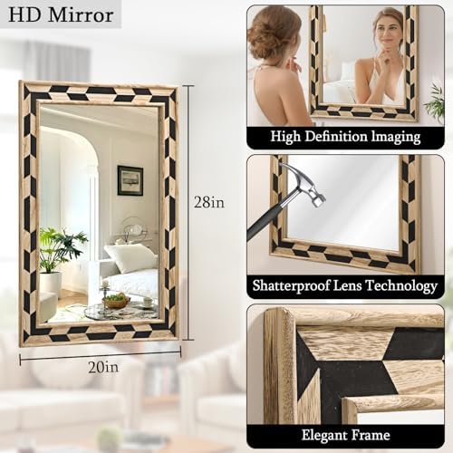 JJUUYOU Rustic Zebra Print Wall Mirror 28x20