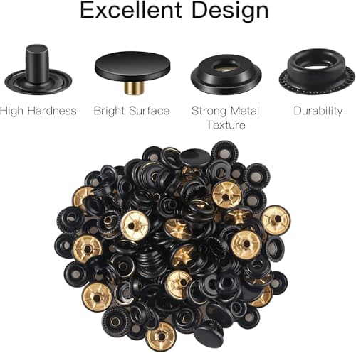 Moocci 72 Pieces Snap Fastener Kit 15MM for Leather and Fabric