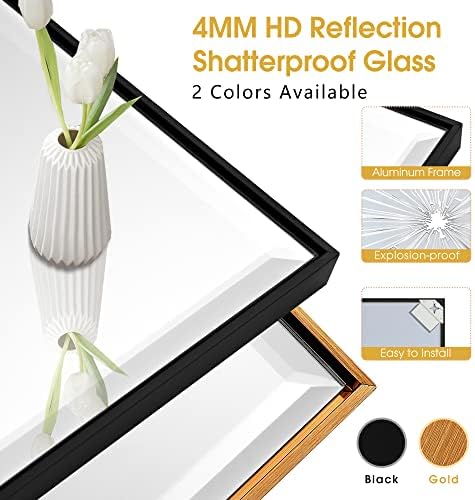 20x40 Inch Black Beveled Mirror for Bathroom 1