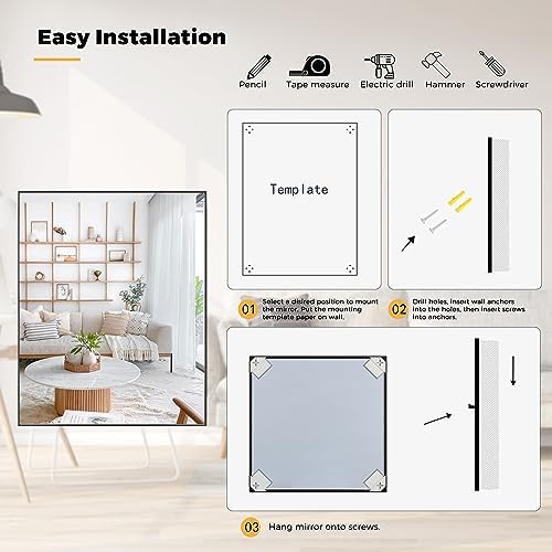 Bonverre 55x30 Inch Black Wall Mirror