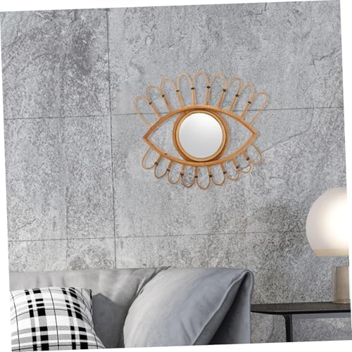 PRETYZOOM Woven Rattan Wall Mirror for Bedroom and Entryway