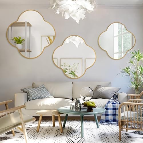 NOIRDA Four Leaf Clover Wall Mirror 40CM Black