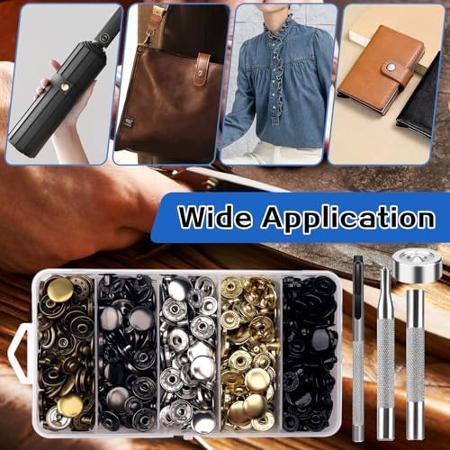 507PCS 15mm Leather Snap Fasteners Kit with 6 Tools 1